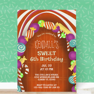 Invitation Sweet Candy Wonderland Sixième anniversaire