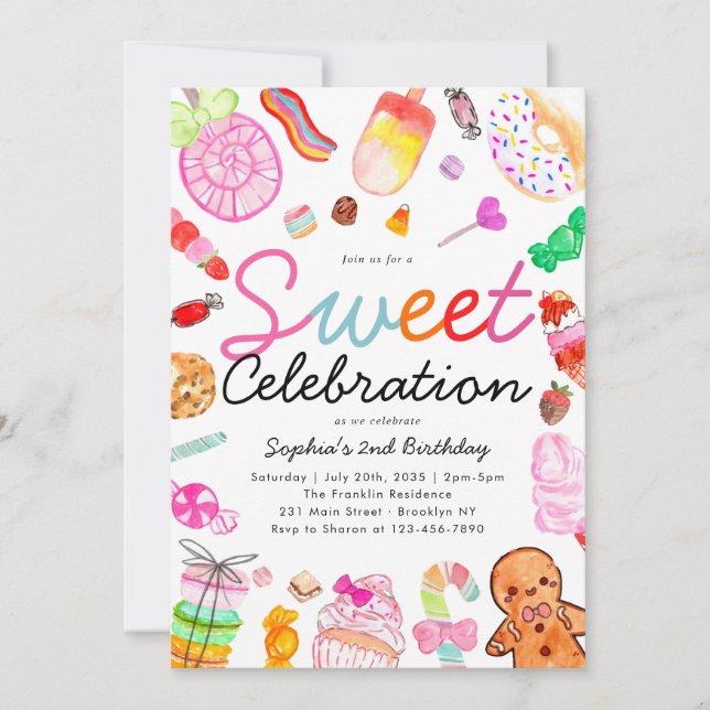 Invitation Sweet Celebration Candy Kids Candyland Anniversair (Devant)