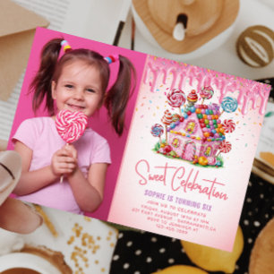 Invitation Sweet Celebration Candyland Photo Anniversaire de