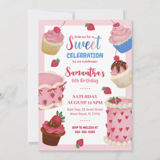 Invitation Sweet Celebration Gâteau Vintage Anniversaire Invi
