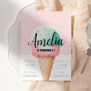 Invitation Sweet Celebration Glace Cream Girl Anniversaire