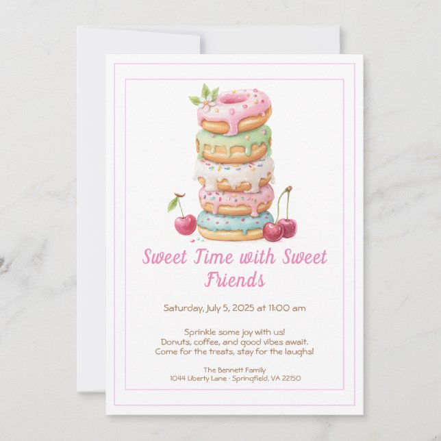Invitation Sweet Celebration Invite – Colorful Donuts Party  (Devant)