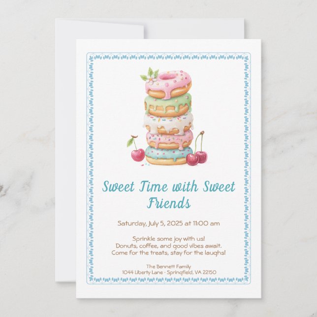 Invitation Sweet Celebration Invite – Colorful Donuts Party  (Devant)