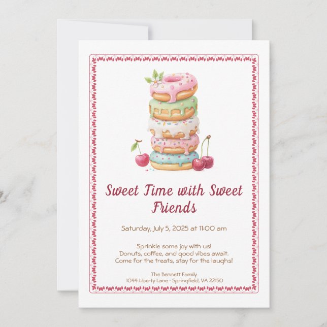 Invitation Sweet Celebration Invite – Colorful Donuts Party  (Devant)