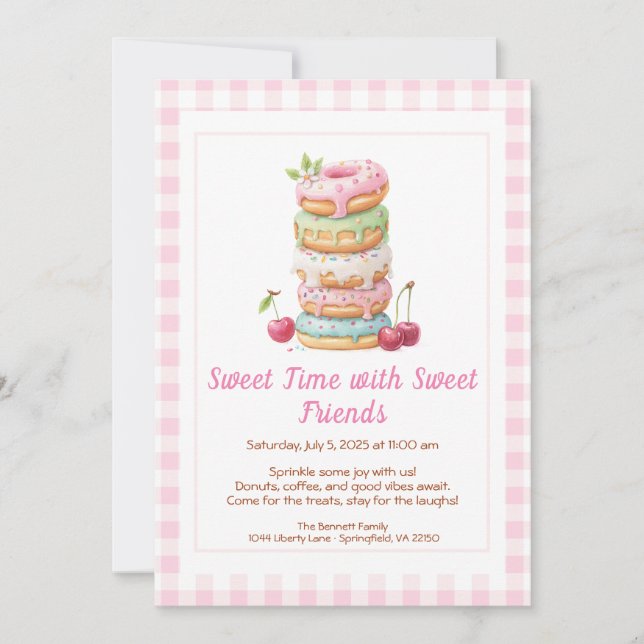 Invitation Sweet Celebration Invite – Colorful Donuts Party  (Devant)