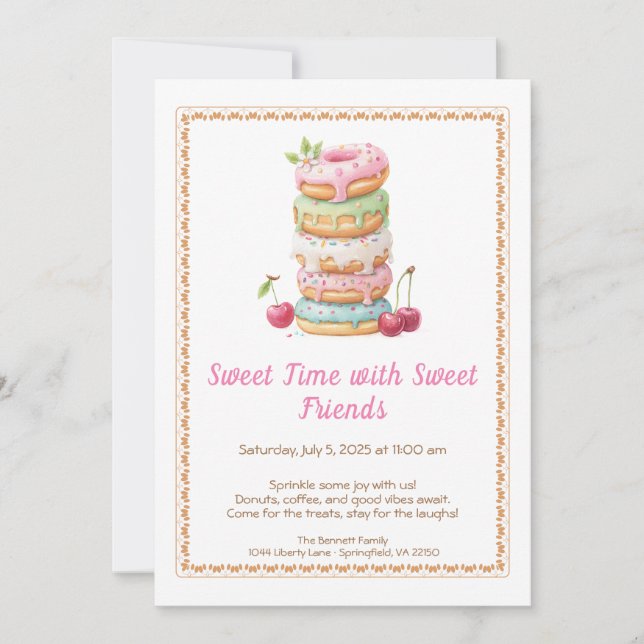Invitation Sweet Celebration Invite – Colorful Donuts Party  (Devant)