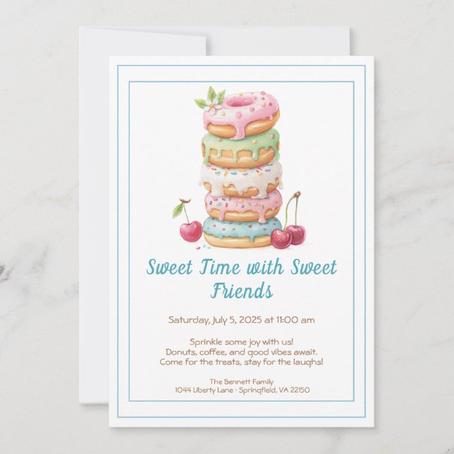 Invitation Sweet Celebration Invite – Colorful Donuts Party  (Devant)