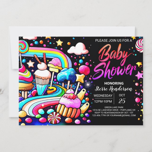 Invitation Sweet Celebration Lollipop Baby shower (Devant)