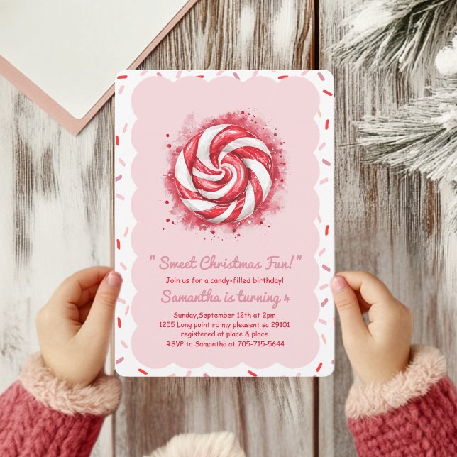 Invitation Sweet Christmas Fun Peppermint Candy  (Créateur téléchargé)
