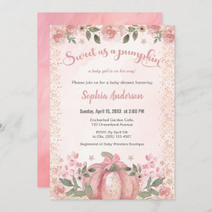 Invitation Sweet Comme Un Baby shower Fille Rose Citrouille F