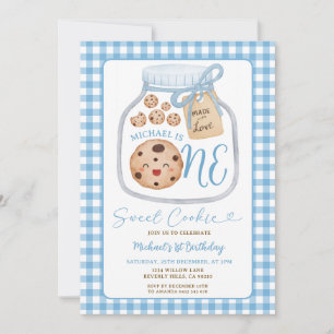 Invitation Sweet Cookie Boy Premier Anniversaire Bleu En vich
