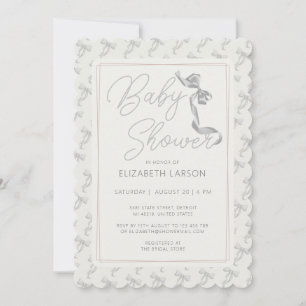 Invitation Sweet Coquette Beige Bow Cravate Élégant Baby show