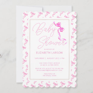 Invitation Sweet Coquette Cravate Bow rose Élégant Baby showe