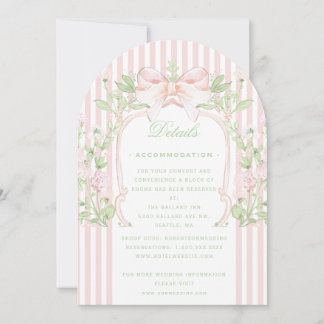 Invitation Sweet Crest w/ Pink Wedding Details Enclosure Card