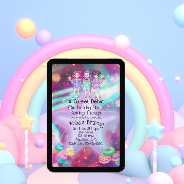 Invitation Sweet Debut Birthday KPOP Star (Créateur téléchargé)