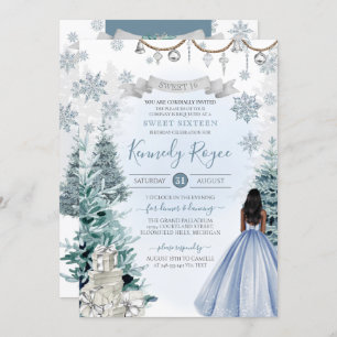 Invitation Sweet d'hiver 16 Fêtes Anniversaire Silver Blue ne