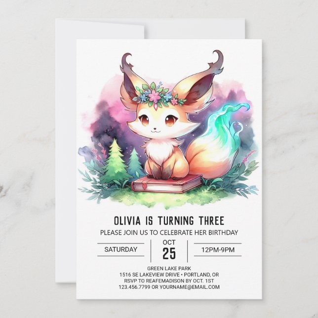 Invitation Sweet Digital Fox Anniversaire (Devant)