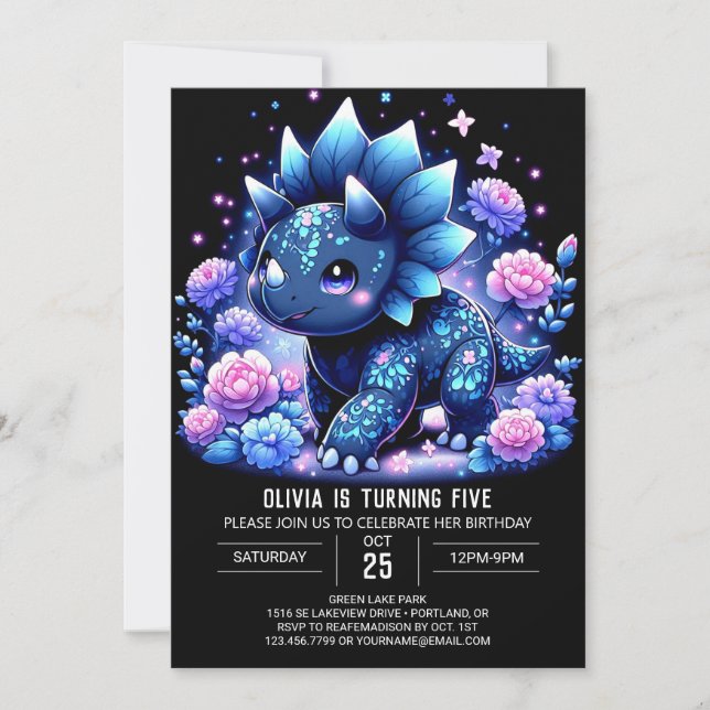 Invitation Sweet Dinosaur Dinosaur Digital Anniversaire (Devant)