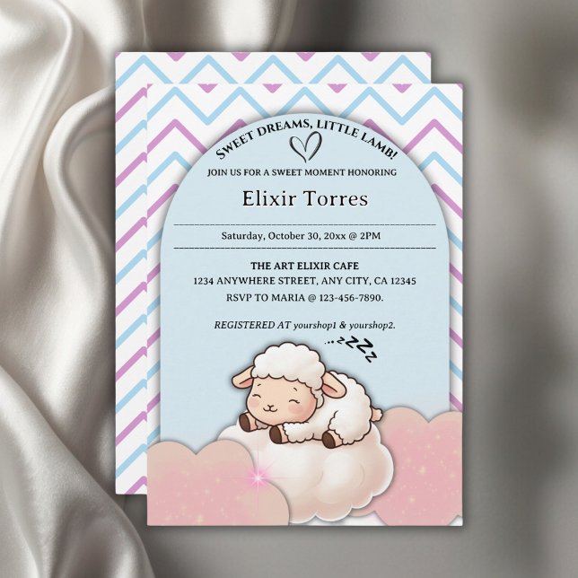 Invitation Sweet Dreams Little Lamb Cute Kawaii Baby shower (Créateur téléchargé)