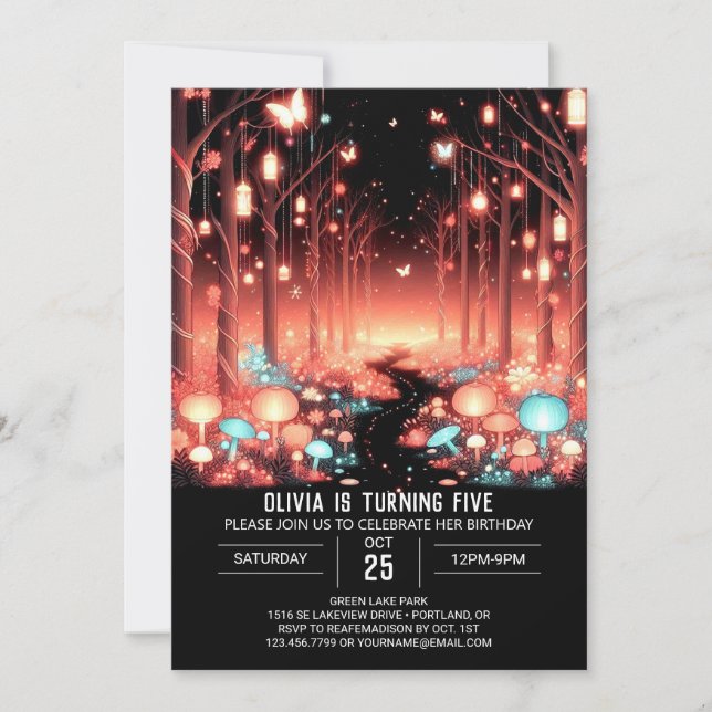 Invitation Sweet Editable Woodland Digital Anniversaire (Devant)