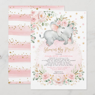 Invitation Sweet Elephant Blush Gold Baby shower par courrier