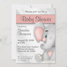 Sweet Elephant Grey et Baby shower rose