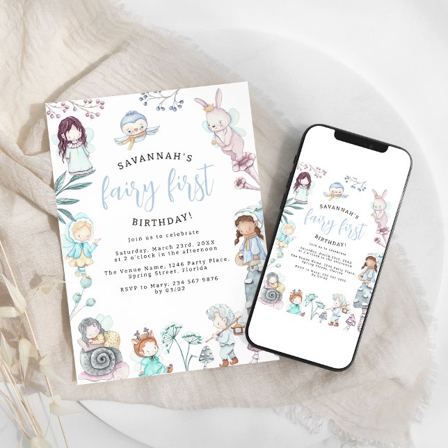Invitation Sweet Fairy Première fête d'anniversaire (Créateur téléchargé)