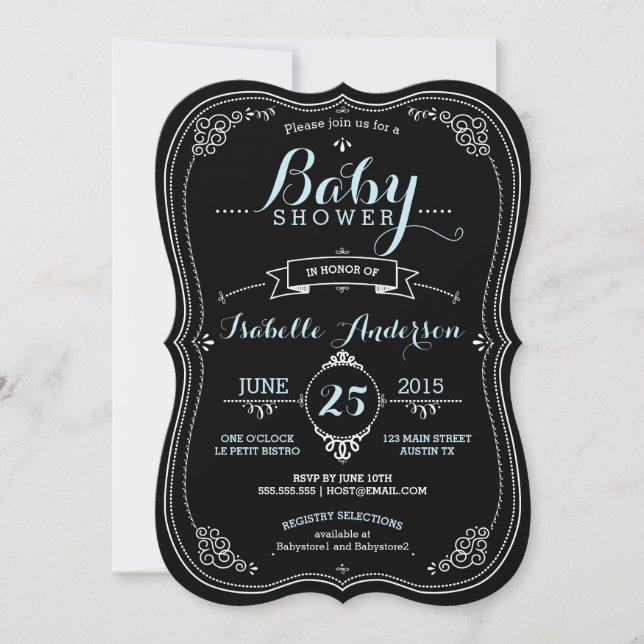 Invitation Sweet Fancy Chalkboard Baby shower garçon (Devant)