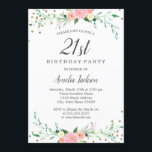 Invitation Sweet Floral Sparkle Confetti 21e fête d'anniversa<br><div class="desc">Plus joli fleurs Invitations d'anniversaire dans le Little Bayleigh Store!</div>
