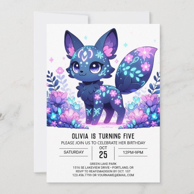 Invitation Sweet Fox Digital Anniversaire (Devant)