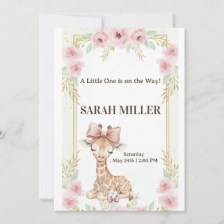 Invitation Sweet Giraffe Pink Floral Baby Shower InInvitation