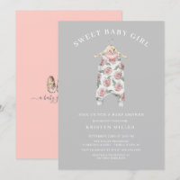 Sweet Girl Rose Baby shower Romper