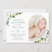 Sweet Greenery Floral Baby Girl Photo Baptism