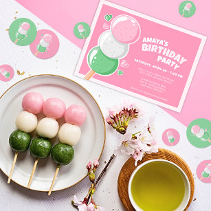 Invitation Sweet Hanami Dango fête d'anniversaire