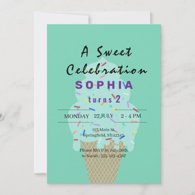 Invitation Sweet Ice Cream Birthday  (Devant)