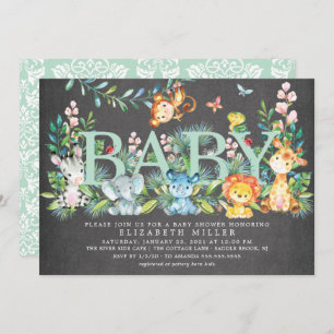 Invitation Sweet Jungle Animaux Baby shower neutre