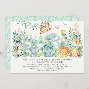 Invitation Sweet Jungle Animaux Baby shower neutre