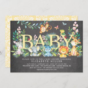 Invitation Sweet Jungle Animaux Baby shower neutre