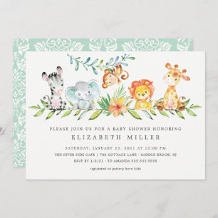 Invitation Sweet Jungle Animaux Neutral Invitatiatiation Baby