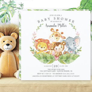 Invitation Sweet Jungle Safari Animaux Baby shower