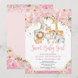 Invitation Sweet Jungle Safari Animaux sauvages Baby shower f