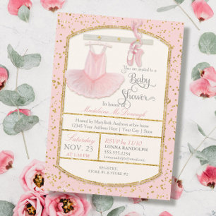 Invitation Sweet Little Ballerina Baby Girl Douche Or