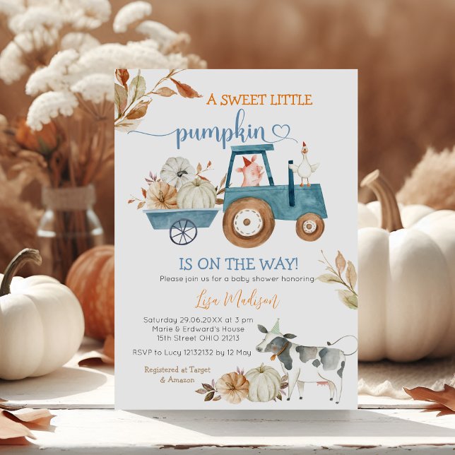 Invitation Sweet Little Citrouille Automne Baby shower d'anim (Créateur téléchargé)