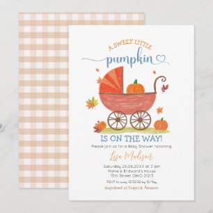 Invitation Sweet Little Citrouille Baby shower de transport b