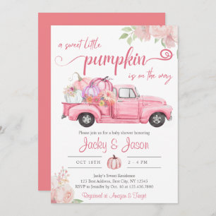 Invitation Sweet Little Citrouille Baby shower fille rose