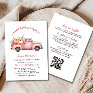 Invitation Sweet Little Citrouille Pink Truck Girl Baby showe