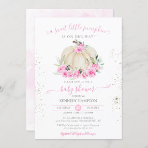 Invitation Sweet Little Citrouille Rose Rose Girl Baby shower