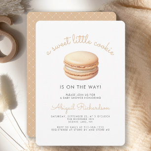 Invitation Sweet Little Cookie Macaron Baby shower neutre