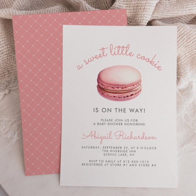 Invitation Sweet Little Cookie Macaron Pink Girl Baby Shower (Créateur téléchargé)
