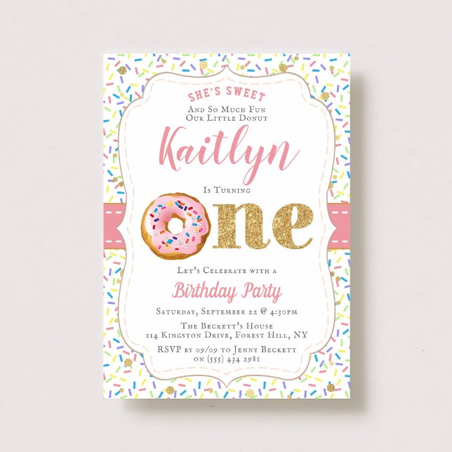 Invitation Sweet Little Donut Girls 1er Anniversaire Invitati (Créateur téléchargé)